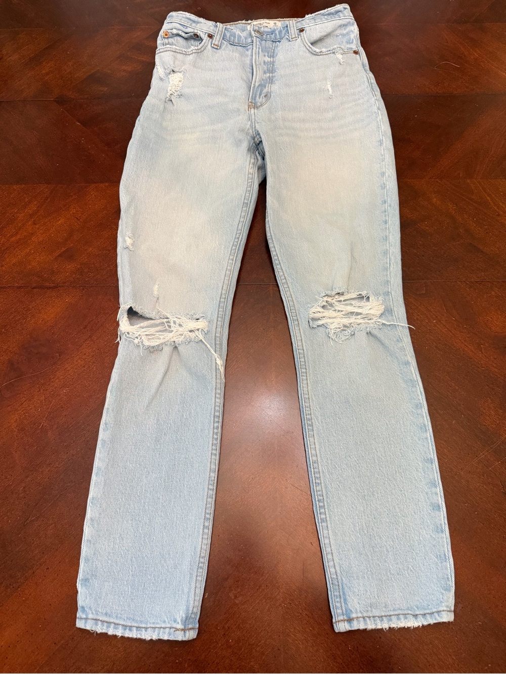 Abercrombie & Fitch Light Blue Ripped Skinny Jeans